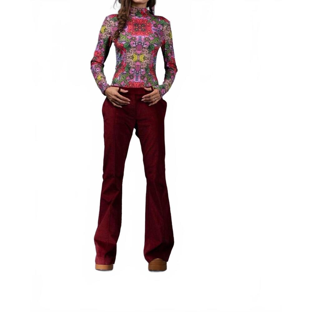 NEW NUVULA long sleeve turtleneck bodysuit in red garden - Picture 3 of 5